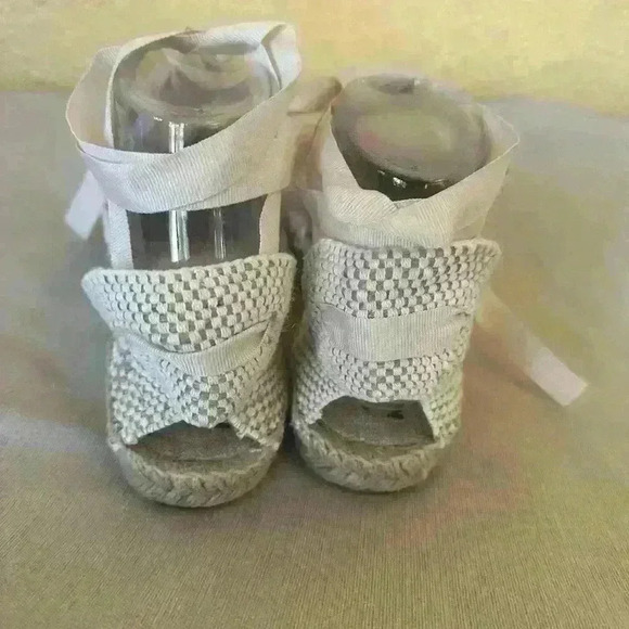 Manebi Hamptons Striped Canvas Espadrilles With Ankle Ties In Tan Size 39/9 NWOT - Picture 6 of 12